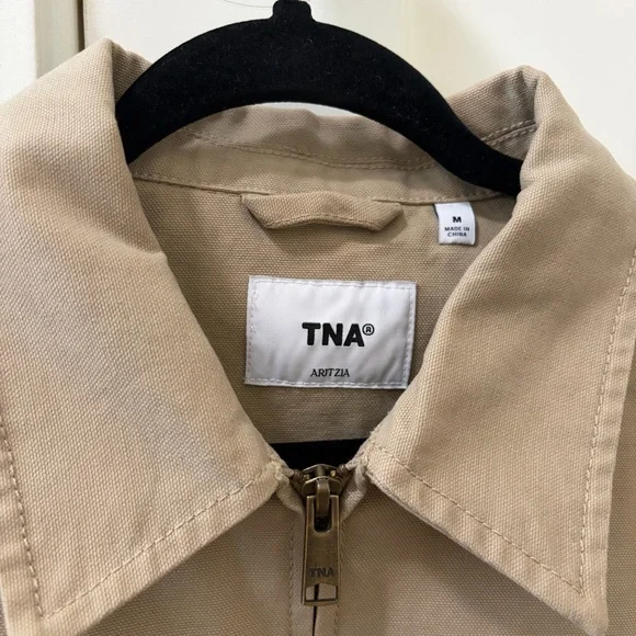 Aritzia TNA Caddie Blouson Jacket Cotton Canvas Zip-up Jacket Tan Khaki Size M - Picture 5 of 12